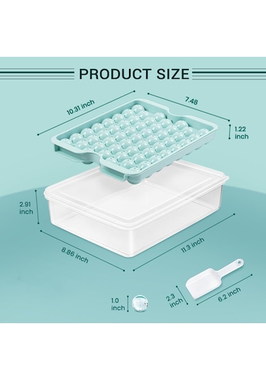 Hangfox Pratik 2 Katlı Buz Küpü Kalıbı Seti - Kapaklı Ve Saklama Kutusu İle Mavi