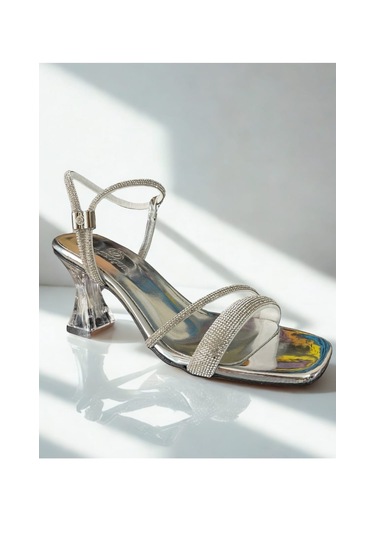 Taşlı Lame Bantlı Abiye Bayan Ayakkabısı Lame