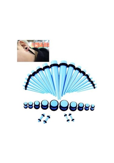 Flybuy Unisex Seti Mavisi Kulak Kulak Genişletme Genişletici Bebek Aksesuar Akrilik Adet 36 14g-00g Mh Mavi