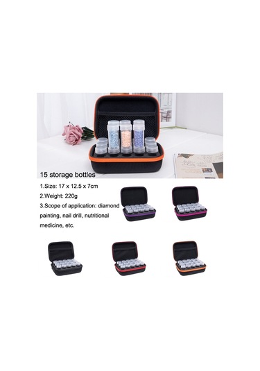 Sones Elmas Boyama Alt Şişeleme Saklama Çantası Nakış Tırnak Kutusu, Stil: 15 Izgara Şişe Turuncu