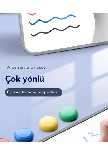 Evde Çalışma İçin Silinebilir Mesajlı Çift Taraflı Beyaz Tahta A4 Pembe Yazı Tahtası Pembe