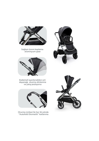 Kanz Explorer Autofold Travel Sistem Bebek Arabası Cole Black