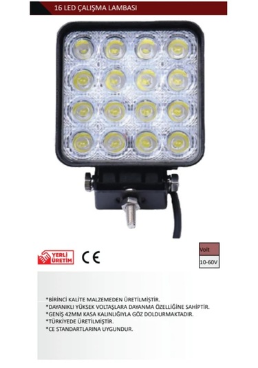 16 Led Plastik Kasa Off Road Projektör Çalışma Ve Sis Lambası