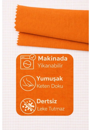 Perdeyap1980 Turuncu Ada Fon Perde Tek Kanat 1/3 Sık Pile Turuncu