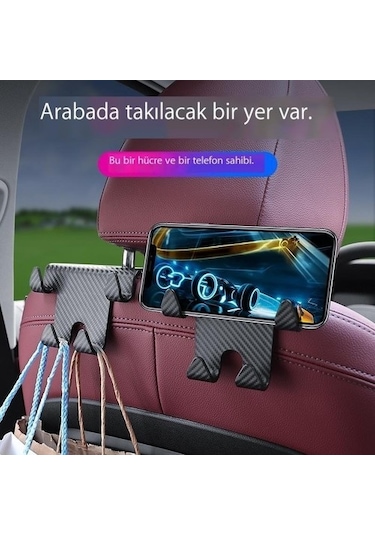 Joyhub Araba Kancası Asılı Koltuk Arkası Dört Kancalı Cep Telefonu Tutucusu Kırmızı - Siyah Var Direksiyon 568qnw