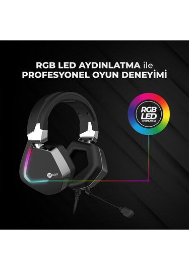 Lecoo HT402 USB + 3.5 MM Jack Kablolu RGB Çıkartılabilir Mikrofonlu Kulak Üstü Gaming Kulaklık