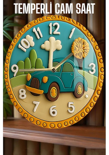 8692016095792 Dekor 3d Görünümlü Temperli Cam Saat 33 Cm Csdw304 Renkli