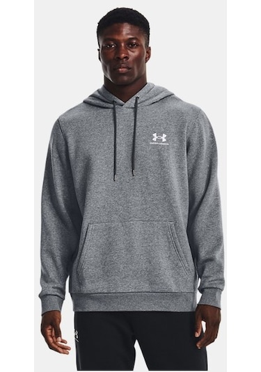 Erkek Ua Essential Fleece Kapüşonlu Üst 1373880-012 Gri - Beyaz