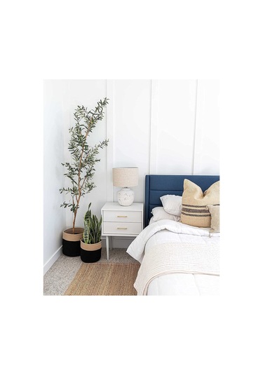 Ikili Dekoratif Jüt Saplı Hasır Sepet Saksı 30 Cm Ve 25 Cm , Dekoratif Saksı Ve Havluluk Siyahjüt