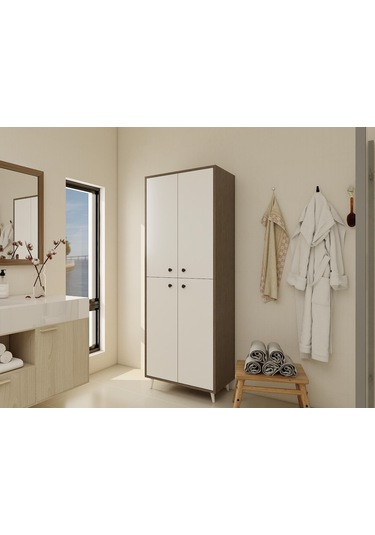 Vadi Çok Amaçlı Banyo/kiler Dolabı Antrasitmeşe-beyaz Renk Beyaz