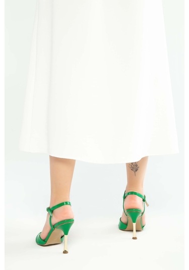 Tamer Tanca Kadın Vegan Yeşil Topuklu Ayakkabı 932 7544 Bn Sndlt Y23 Yesıl Rgn