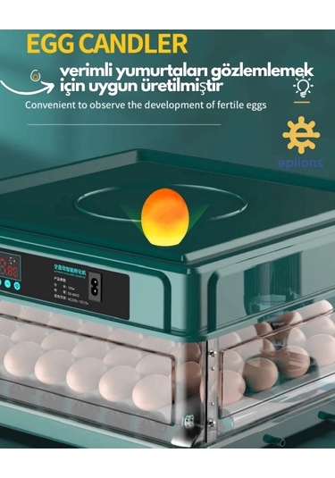 Kuluçka Makinesi Wifi Kamera Hediyeli 130 Lu Tam Otomatik Yedek Motorlu