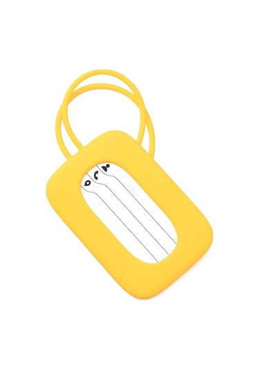 90fun Silikon Bagaj Etiketi - Sarı - Hafif Ve Dayanıklı - Renkli Tasarım - Kayıp Engelleme Kartı
