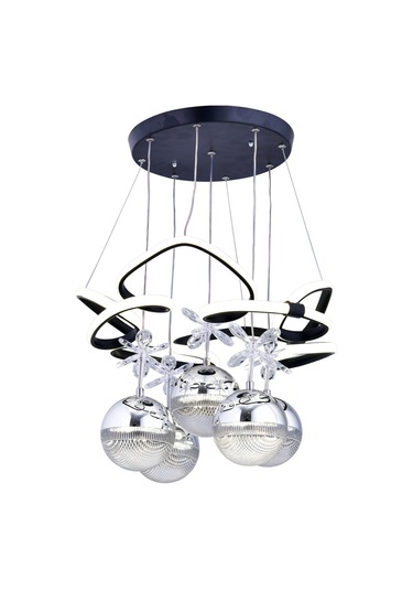 Helen 5 Top Led Sarkıt Avize,siyah,3 Renk Yanabilen Led Avize, Modern Salon Oda Led Avize