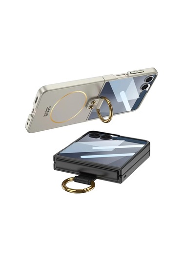 Samsung Galaxy Z Flip 7 Magsafe Uyumlu Yüzüklü Stand Kılıf - Ultra İnce Mat Tam Koruma Telefon Kılıf