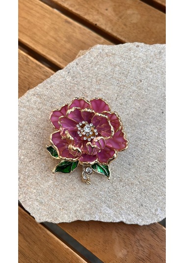 Taşlı Çiçek Broş Çok Renkli