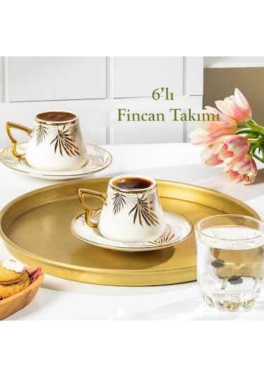 Porsima Seren Altın Yaldızlı 6 Kişilik 12 Parça Fincan Seti