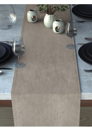 Kadife Dokulu Açık Gri Runner Açık Gri