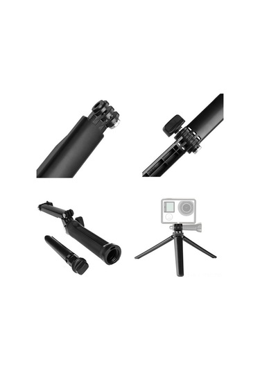 Teltree 3'ü 1 Arada Gopro Aksesuarı: Selfie Çubuğu, Kamera Tutucu Ve Tripod Seti, Su Geçirmez Ve Katlanabilir Tasarım