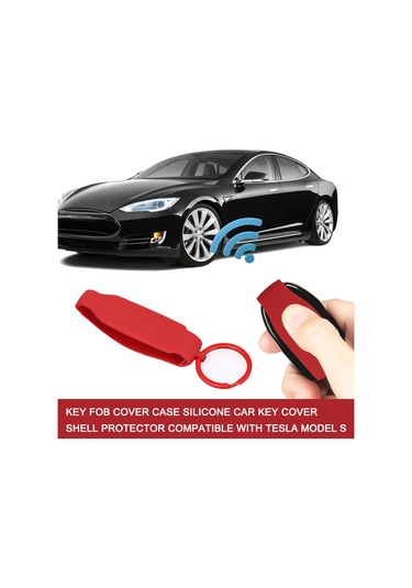 Suofeng Tesla Model S İçin Kırmızı Silikon Anahtar Kılıfı - Kırılma Ve Çiziklerden Koruma,  Uyumlu, İçinle Paketli