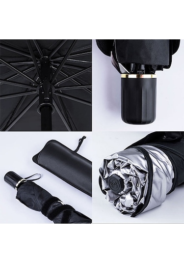 Ally Araba Güneş Gölge Koruyucu Şemsiye Oto Ön Cam Güneşlik 145 CM Siyah - Gri