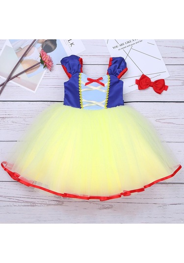 Bebek Bebek Kız Örgü Kolsuz Cadılar Bayramı Kostüm Cosplay Parti Elbise Kafa Bandı İle Mavi - Sarı