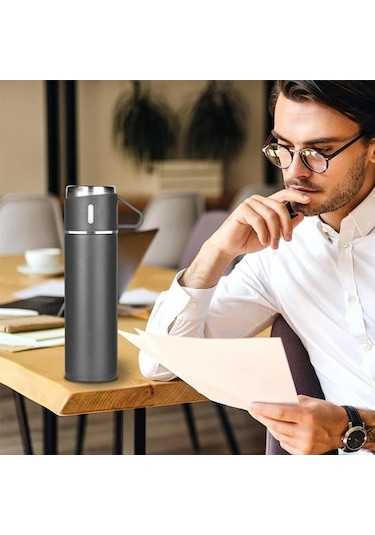 Pazly Paslanmaz Çelik Termos Şişe, Vakum Yalıtımlı, 500ml, Gümüş Renk, Spor Ve Günlük Kullanım İçin Gümüş