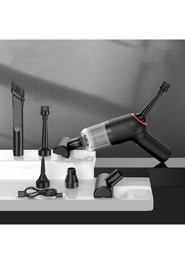 Kablosuz Şarj Araba Elektrikli Süpürge Mini El Yüksek Güçlü Islak Ve Kuru Elektrikli Süpürge, Renk: Siyah