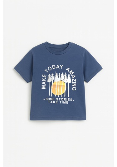 Erkek Çocuk %100 Pamuklu Baskılı Kısa Kollu Tişört - İndigo 3-4 Yaş 8-9 Yaş İndigo Erkek Çocuk %100 Pamuklu Baskılı Kısa Kollu Tişört - İndigo 3-4 Yaş 8-9 Yaş İndigo