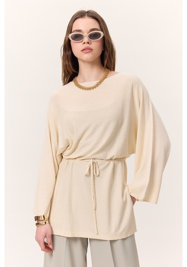 Triko Kuşaklı Tunik Vanilya Vanilya