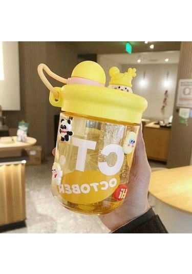 Pazly Çaysız Isısı Olan Büyük Kapasiteli Plastik Çiftçi Pipet Bardağı Sarı Sarı