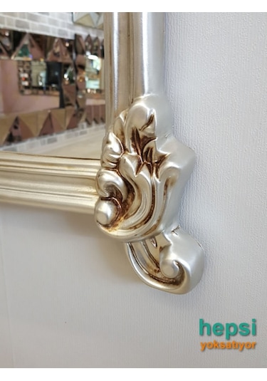 Vintage Madam Model Gümüş Renk Varaklı Boy Aynası Gümüş