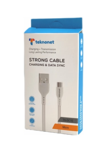 Teknonet Tn-dc16 Plastik 100 Cm Micro Şarj Ve Data Kablosu Beyaz