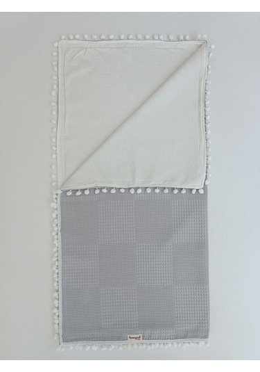 S.kahve Kız Erkek Bebek Battaniyesi Pike %100 Pamuklu Doğal Organik Uyku Çift Taraflı Örtü 86x86cm Btn10248 Gri
