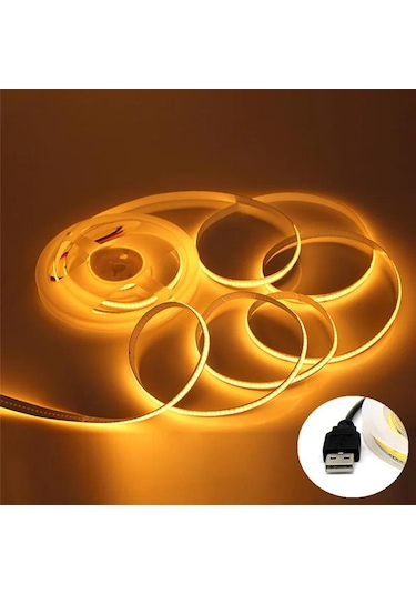 Sarı Dc 5v Usb Cob Şerit 320leds/m Beyaz/buz Mavisi/pembe/sarı/pembe/kırmızı Esnek Şerit Halat Gece Lambası Tv Arkaplan Led Şerit 1m