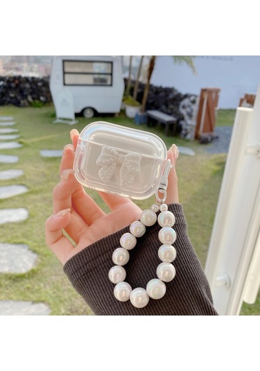 Apple Airpods 3. Nesil İle Uyumlu Kılıf Kalp Leopar Taş Kiraz Desenli Fiyok Tutmalı Kılıflar Gümüş