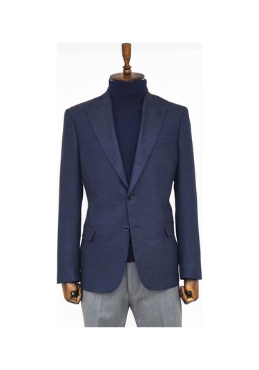 Düz Slim Fit Spor Lacivert Erkek Ceket - Wessi Lacivert