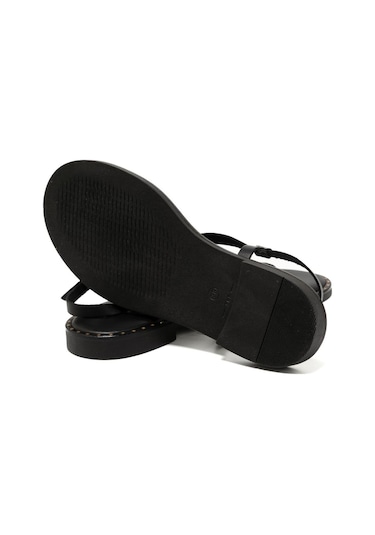19 Black Sandalet Kadın 22082 Myconian 2025 Greek Sandal Siyah