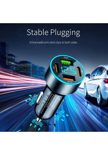 66w Hızlı 4 Portlu Pd Usb Şarjlı Cep Telefonu Type-c Adaptörü Quic Gümüş