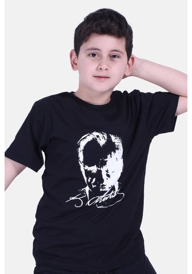 Fyk Kids 2'li Atatürk-imza Farklı Desenli Erkek-kız Çocuk T-shirt Siyah - Beyaz