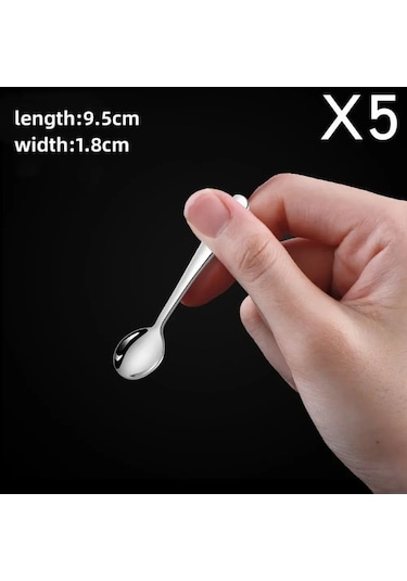 Teltree 5'li Paslanmaz Çelik Kahve Kaşığı Seti - Şık Ve Dayanıklı Çay & Kahve Kaşıkları Gümüş