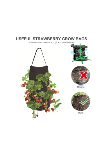 Yifomall 8 Delikli Asılı Çilek Yetiştirme Torbası - 22x38cm Yeniden Kullanılabilir Bitki Büyütme Çantası