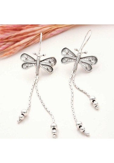 Artsmagazinmücevher Gümüş Telkari Sallantılı Yusufçuk Kadın Küpe