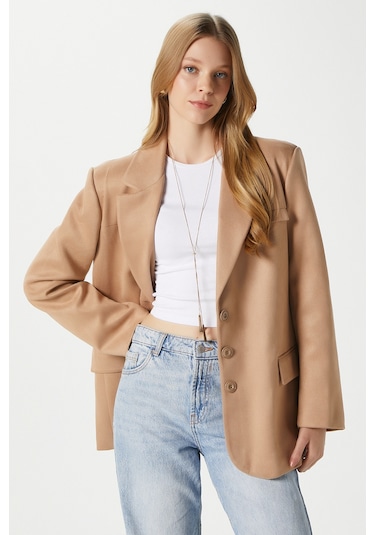 Kadın Thomas Süet Taba Blazer Ceket: Taba