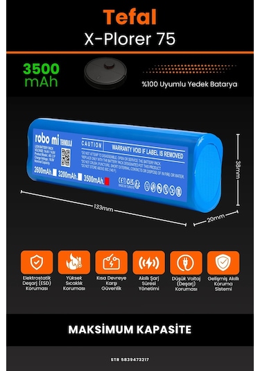 Tefal X-plorer Serie 75 3500mAh Robot Süpürge Bataryası