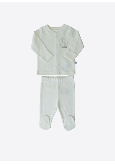 Organik New Basic Pijama Takımı Ekru Ekru