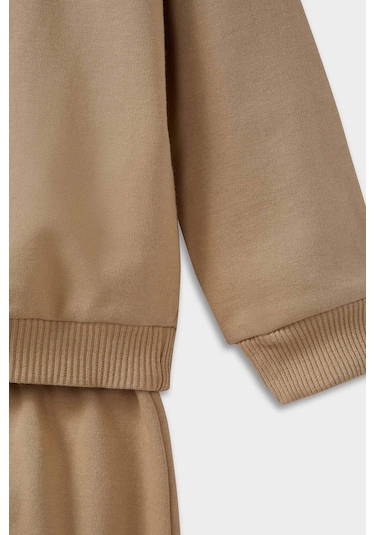 Defacto Erkek Bebek 2li Takım Basic Düz Sweatshirt Eşofman Altı E8430a525aubg109 Bej