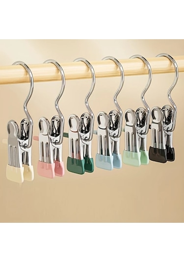 Awesomestore 5 Adet Paslanmaz Çelik Askı Kumaş Ve Pantolon İçin Nazik Rastgele Renk