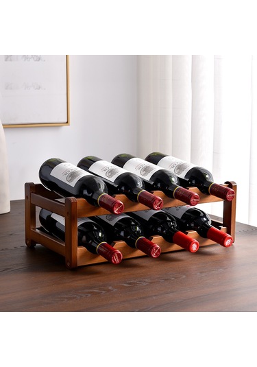 Yifomall Ahşap Masaüstü Şarap Rafı - Evde Kullanıma Uygun, 2 Katlı 8 Şaraplık, Minimalist Tarz, Konforlu Ve Dayanıklı