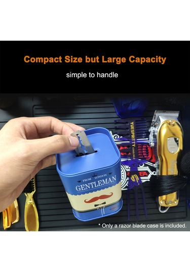 Yifomall Erkek Tıraş Aksesuarı: Paslanmaz Çelik Tıraş Bıçağı Atık Kutusu, Mavi, Kolay Kullanım, 10.4x7.3cm 1 Saat